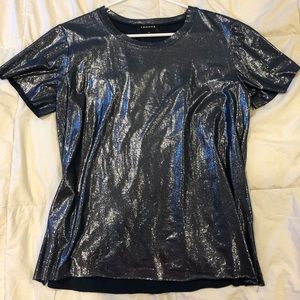 Blue metallic shirt!
